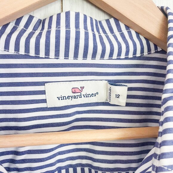Vineyard Vines Sarah Stripe Preppy Casual Romper in Blue and White - Picture 4 of 6